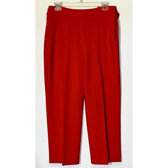 New Zara Red Wide Leg Stretch Culottes Crop Pants Trousers - Made in Spain - Picture 2 of 7